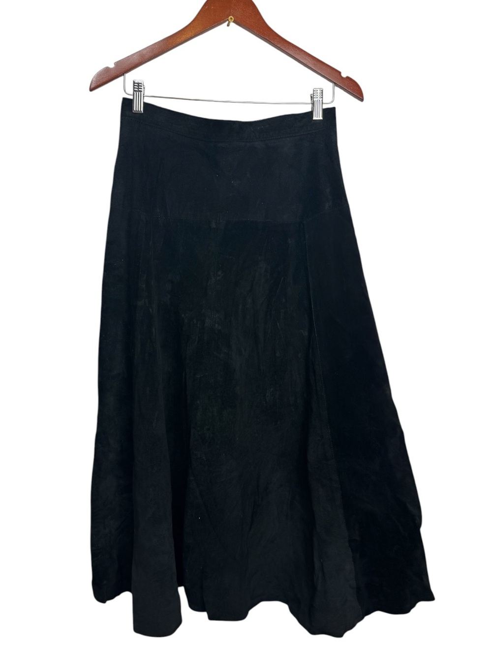 FIrenze Classic Leather Black A-Line Women's Skirt Large